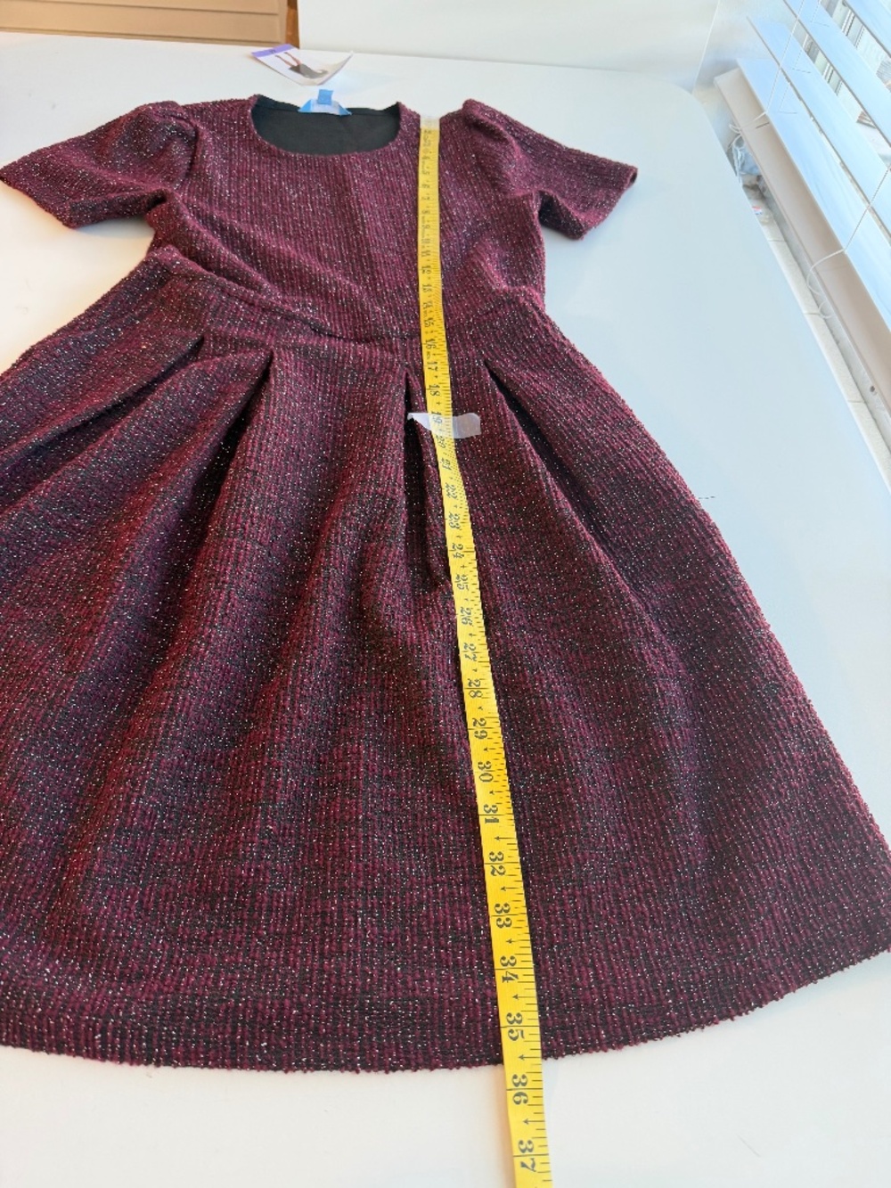 Draper James Womens Burgundy Short Sleeve Fit Flare Knit Dress - Picture 8 of 9